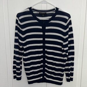 Banana Republic Factory Navy and White Striped Cardigan